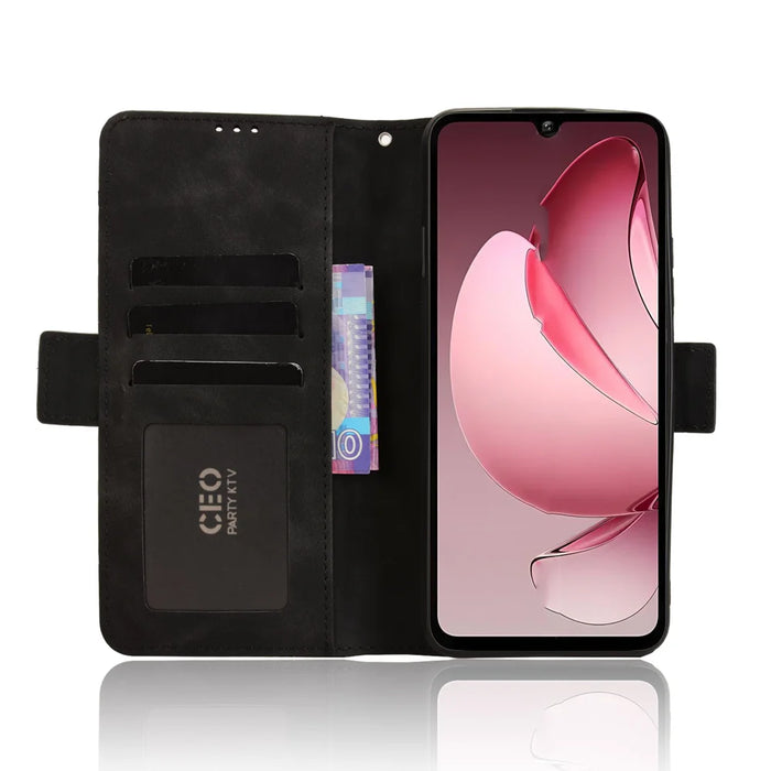 For Oukitel C60 Pro / Oukitel C60 Leather Case Phone Wallet Cover with Multiple Card Slots - Black - 6
