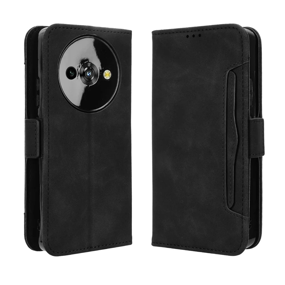 For Oukitel C59 Pro Leather Case Phone Wallet Cover with Multiple Card Slots - Black - 1