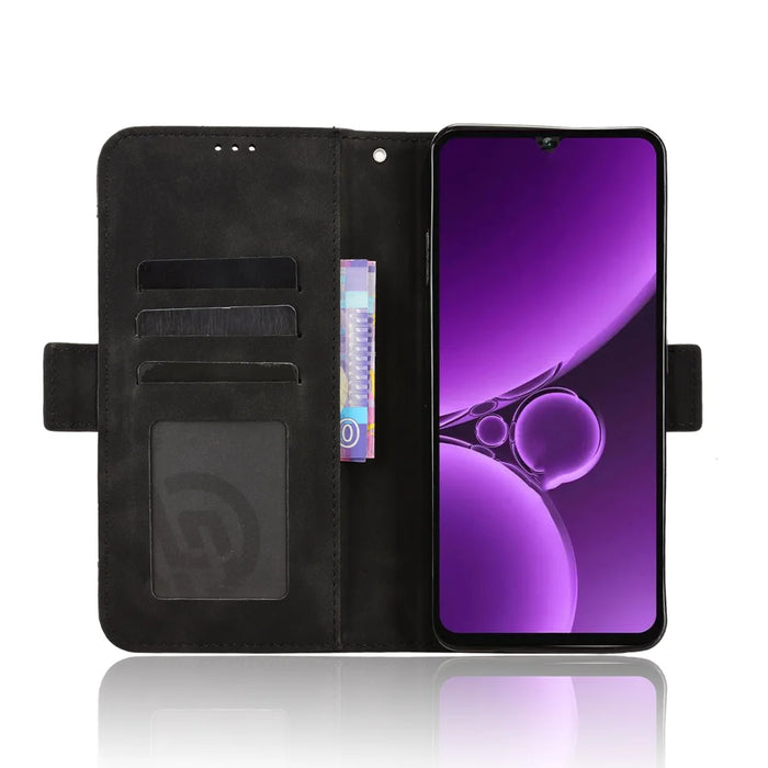 For Oukitel C59 Pro Leather Case Phone Wallet Cover with Multiple Card Slots - Black - 6