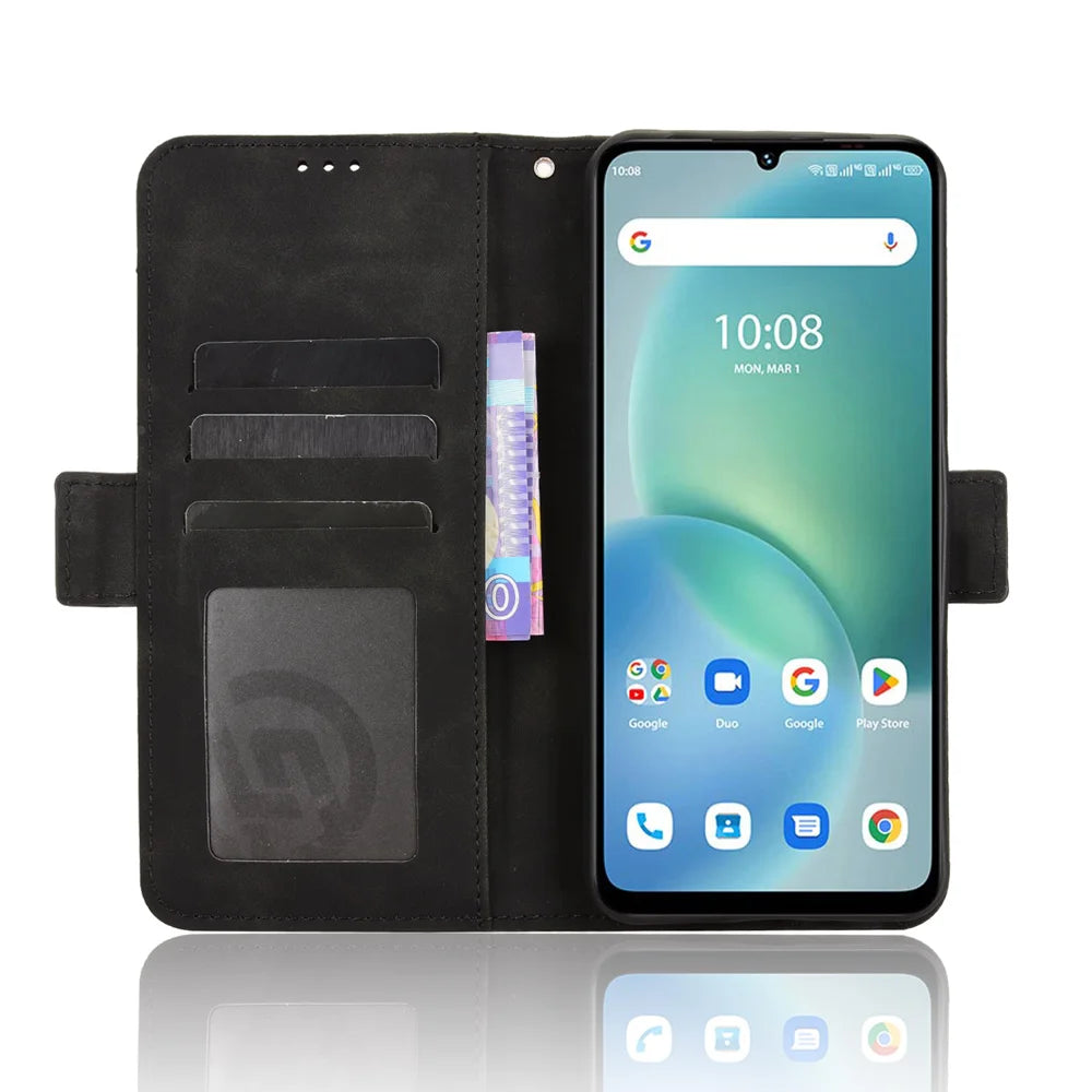 For Umidigi G100x 4G / Umidigi G100x 5G / Umidigi Note 100x 4G / Umidigi Note 100x 5G / Umidigi G9x 4G Leather Case Phone Wallet Cover with Multiple Card Slots - Black - 6