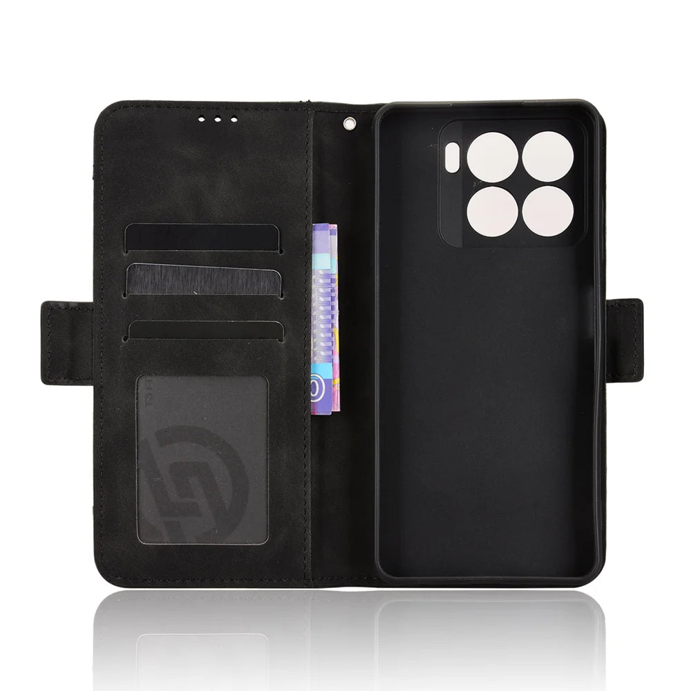 For ZTE Blade A56 Leather Case Phone Wallet Cover with Multiple Card Slots - Black - 5