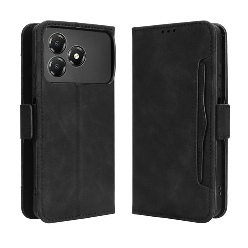 For ZTE Blade A36 Leather Case Phone Wallet Cover with Multiple Card Slots - Black - 1