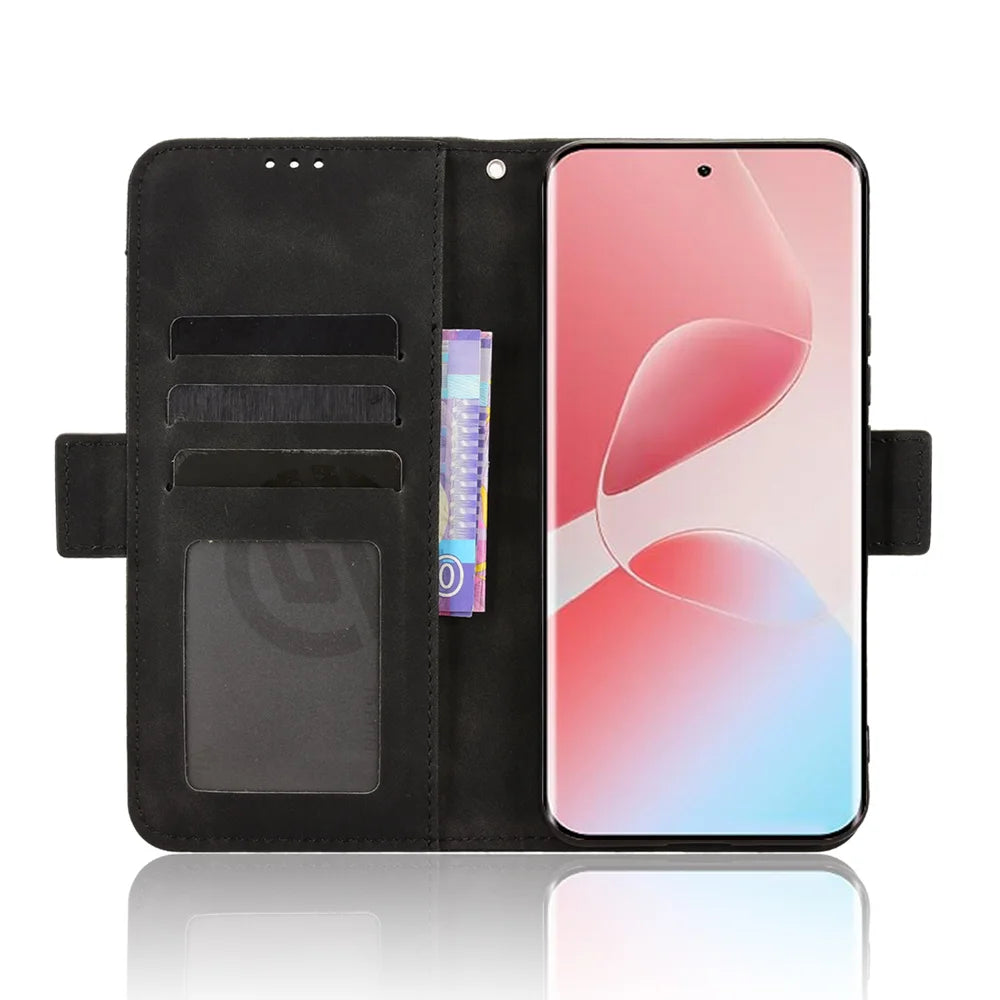 For Infinix Hot 60 Pro+ 4G Leather Case Phone Wallet Cover with Multiple Card Slots - Black - 6