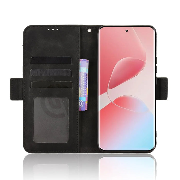 For Infinix Hot 60 Pro 4G Leather Case Phone Wallet Cover with Multiple Card Slots - Black - 6