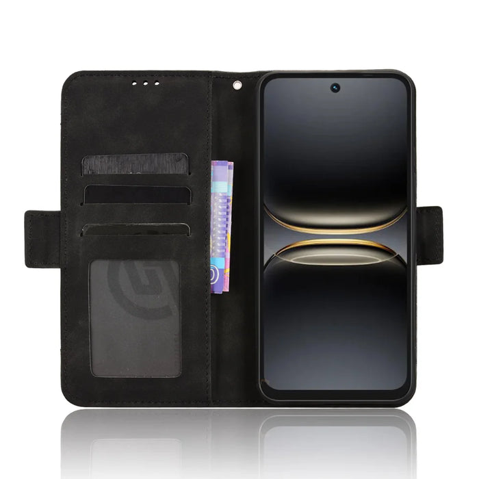 For TECNO Spark 40C Leather Case Phone Wallet Cover with Multiple Card Slots - Black - 6