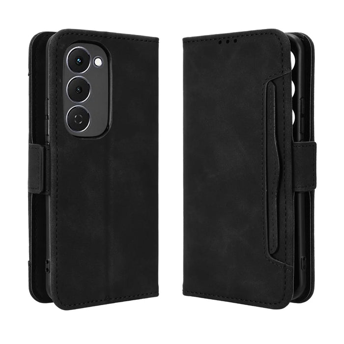 For TECNO Spark 40 Pro+ 4G Leather Case Phone Wallet Cover with Multiple Card Slots - Black - 1