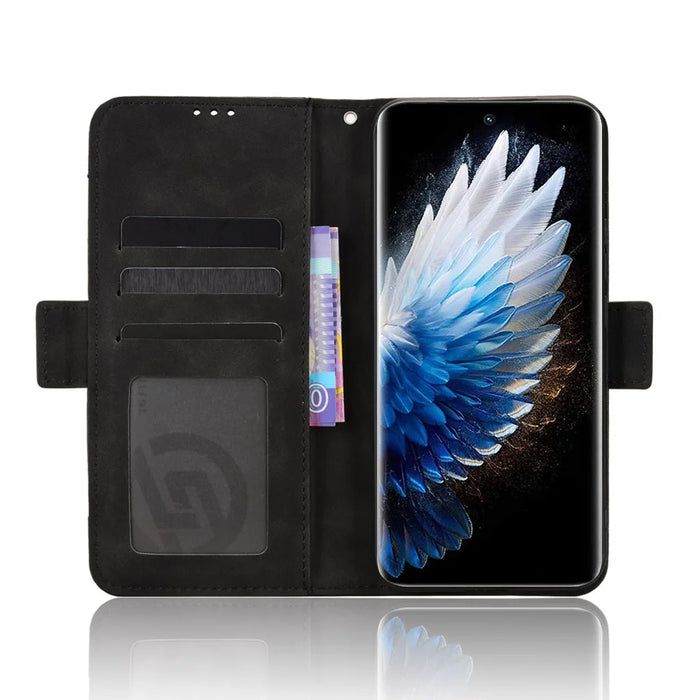 For TECNO Spark 40 Pro+ 4G Leather Case Phone Wallet Cover with Multiple Card Slots - Black - 6