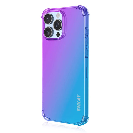 ENKAY For iPhone 16 Pro TPU Case  Thickened Four Corner Drop-proof Phone Back Cover - Purple / Blue - 1