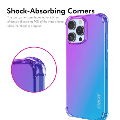 ENKAY For iPhone 16 Pro Max TPU Case  Thickened Four Corner Drop-proof Phone Back Cover - Purple / Blue - 2