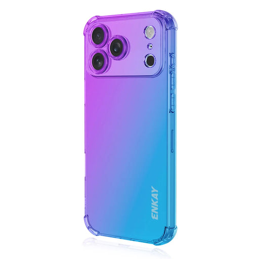 ENKAY For iPhone 17 Pro TPU Case  Thickened Four Corner Drop-proof Phone Back Cover - Purple / Blue - 1