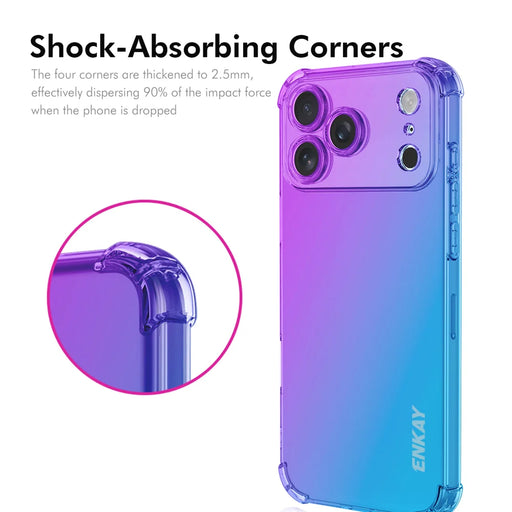ENKAY For iPhone 17 Pro TPU Case  Thickened Four Corner Drop-proof Phone Back Cover - Purple / Blue - 2