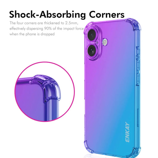ENKAY For iPhone 17 TPU Case  Thickened Four Corner Drop-proof Phone Back Cover - Purple / Blue - 2