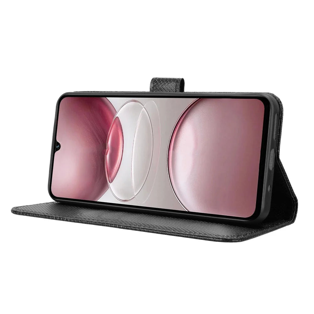 For Umidigi G100 5G / Umidigi G100 Pro 4G Leather Wallet Case with Strap Diamond Texture Phone Cover - Black - 7