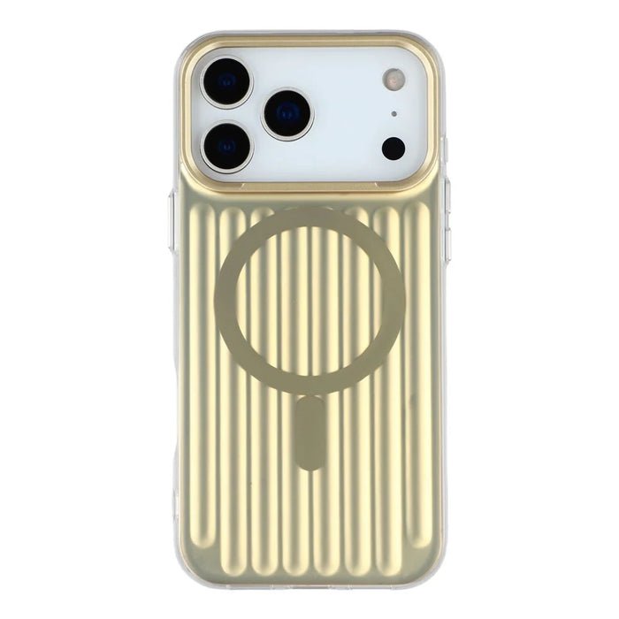 For iPhone 18 Pro / 17 Pro Case Compatible with MagSafe Luggage Texture IMD TPU Phone Back Cover - Gold - 3