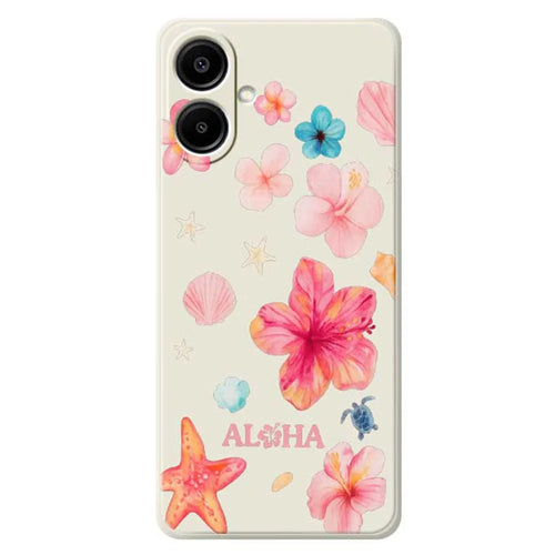 For Samsung Galaxy A08 5G / A08 4G / A07 5G / A07 4G Case Flower Pattern Printing Straight Edge TPU Phone Back Cover - Beige - 1