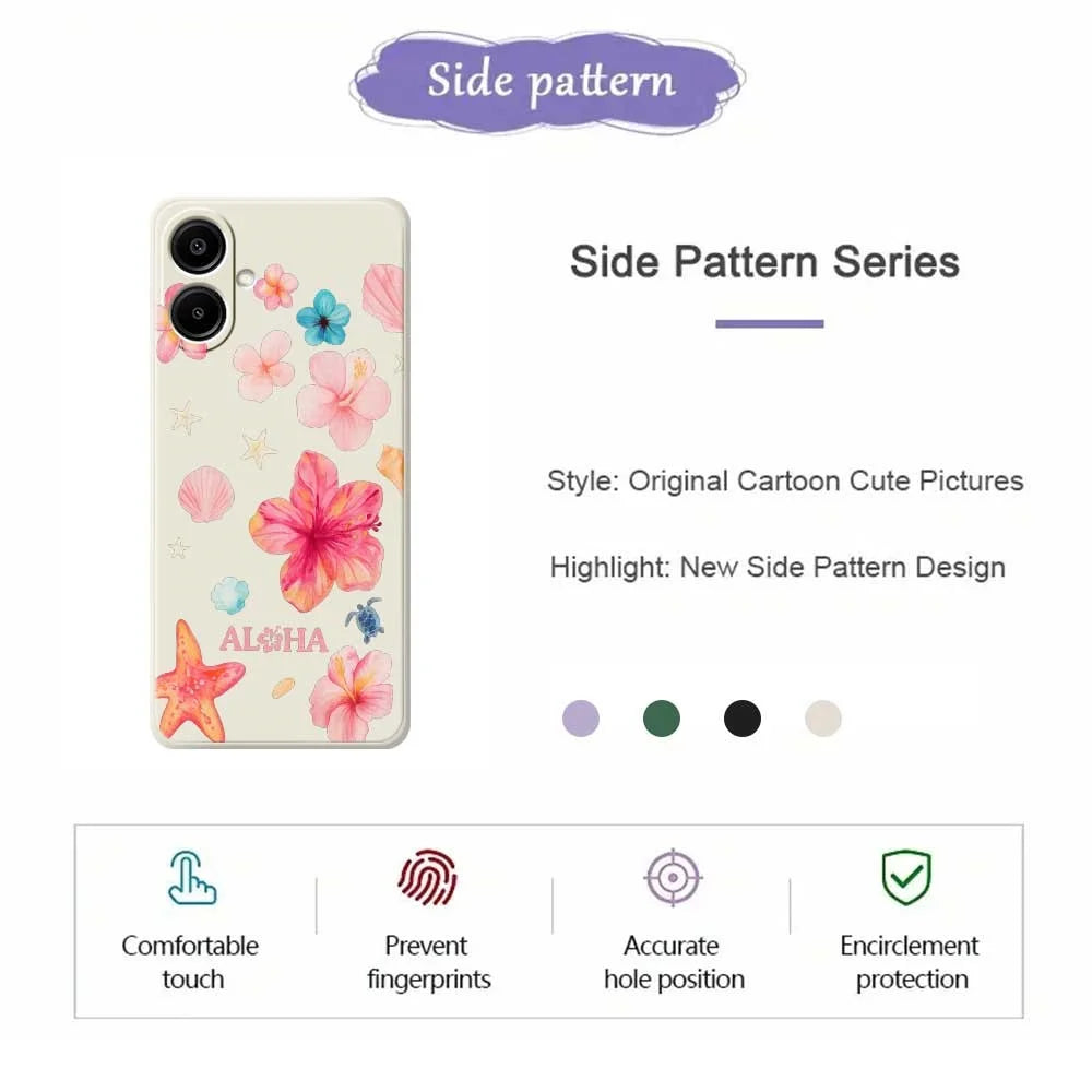 For Samsung Galaxy A08 5G / A08 4G / A07 5G / A07 4G Case Flower Pattern Printing Straight Edge TPU Phone Back Cover - Beige - 2