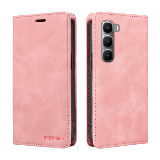 BETOPNICE For Infinix Hot 60 Pro 4G Case  Magnetic Closure RFID Blocking Wallet Stand Leather Phone Cover - Pink - 2