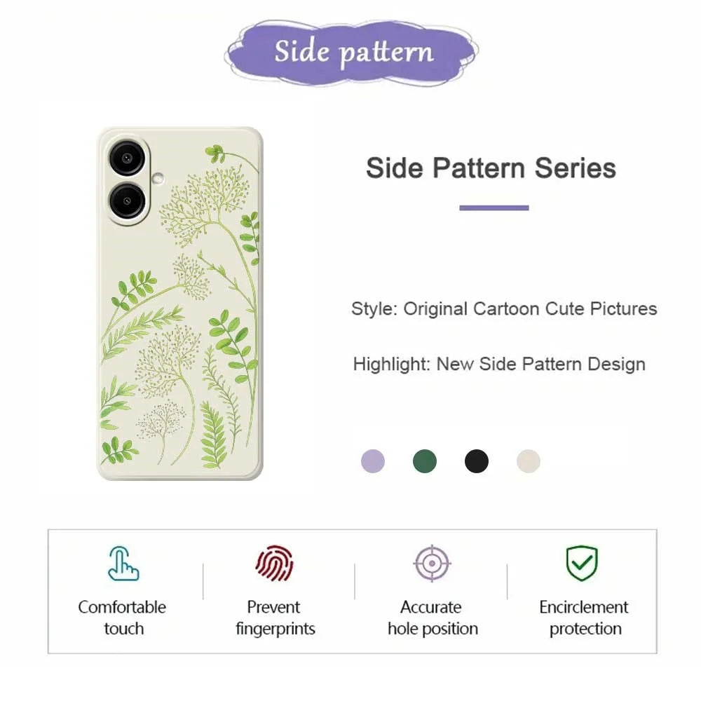 For Samsung Galaxy A08 5G / A08 4G / A07 5G / A07 4G Case Leaves Pattern Printing Straight Edge TPU Phone Back Cover - Beige - 2