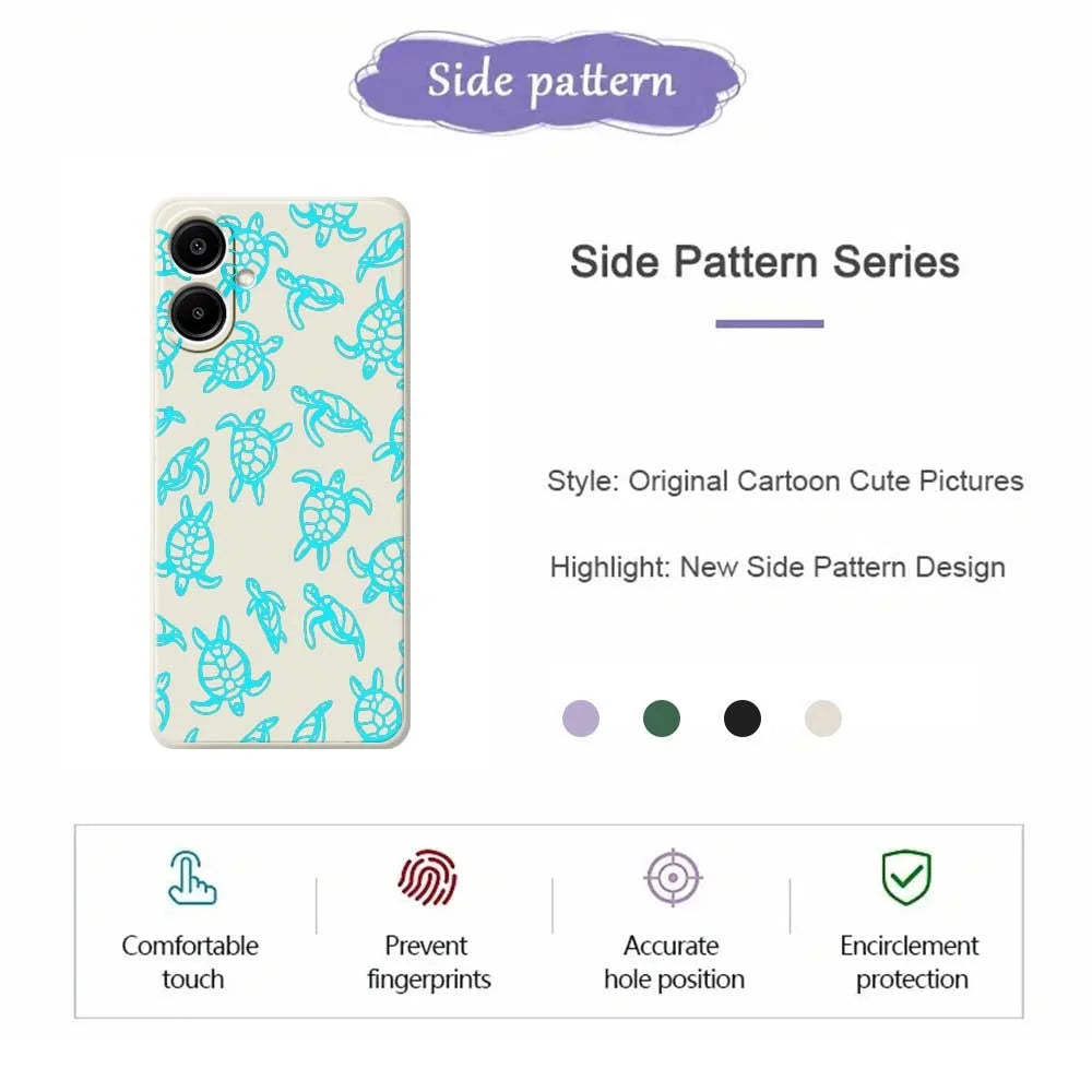 For Samsung Galaxy A08 5G / A08 4G / A07 5G / A07 4G Case Tortoise Pattern Printing Straight Edge TPU Phone Back Cover - Beige - 2
