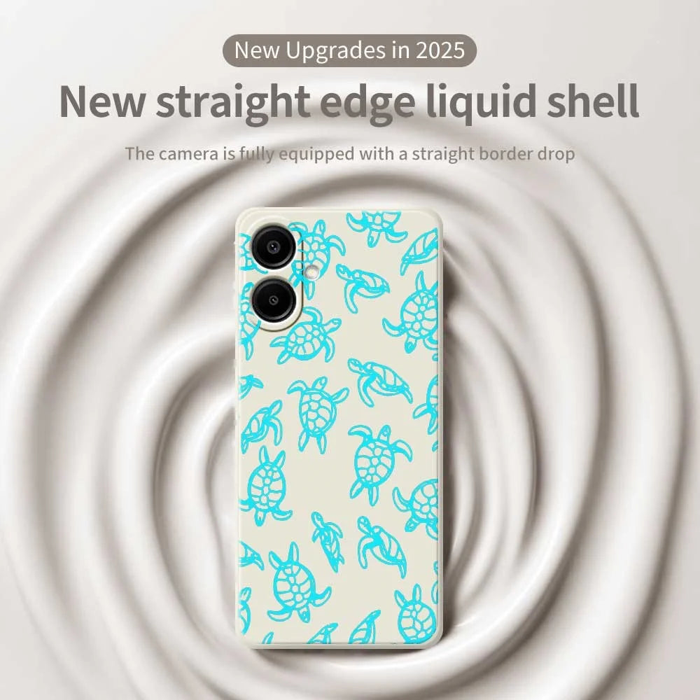For Samsung Galaxy A08 5G / A08 4G / A07 5G / A07 4G Case Tortoise Pattern Printing Straight Edge TPU Phone Back Cover - Beige - 3