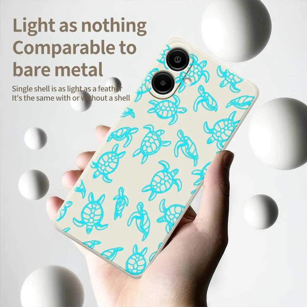 For Samsung Galaxy A08 5G / A08 4G / A07 5G / A07 4G Case Tortoise Pattern Printing Straight Edge TPU Phone Back Cover - Beige - 4