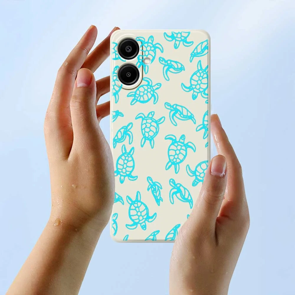 For Samsung Galaxy A08 5G / A08 4G / A07 5G / A07 4G Case Tortoise Pattern Printing Straight Edge TPU Phone Back Cover - Beige - 6