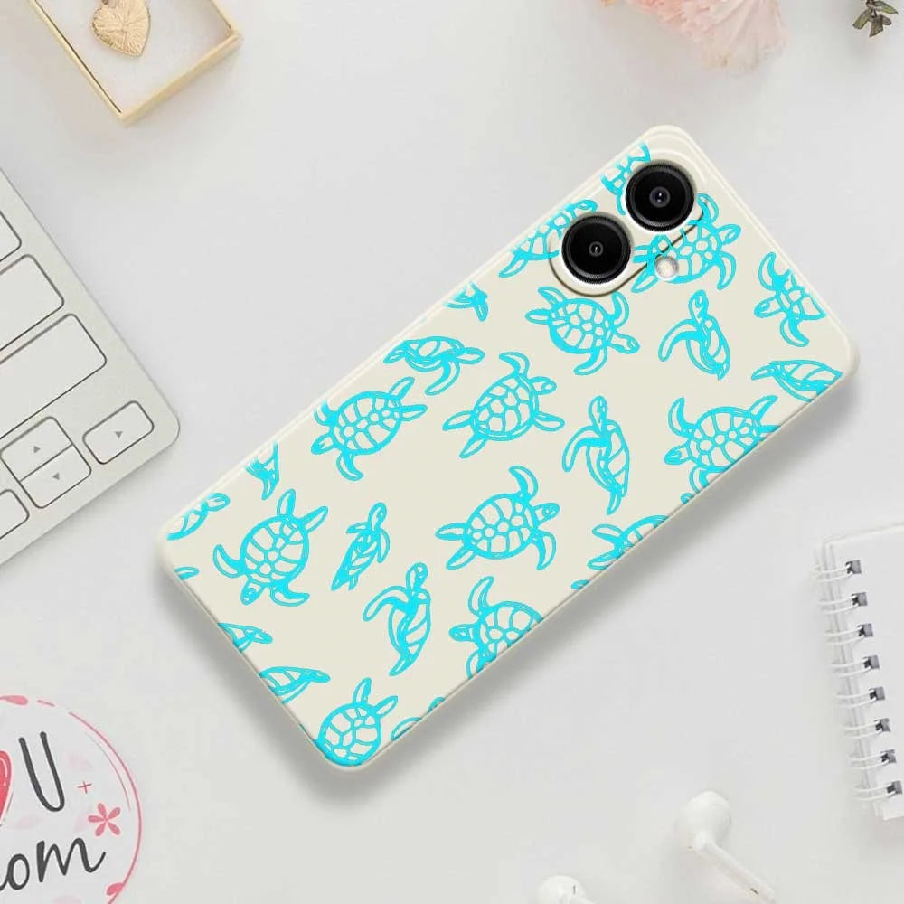 For Samsung Galaxy A08 5G / A08 4G / A07 5G / A07 4G Case Tortoise Pattern Printing Straight Edge TPU Phone Back Cover - Beige - 7