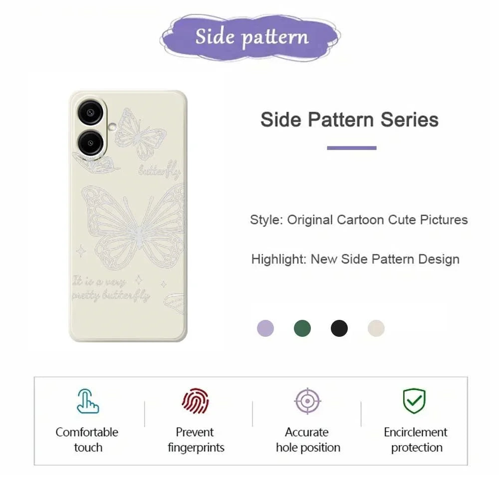 For Samsung Galaxy A08 5G / A08 4G / A07 5G / A07 4G Case Hollow Butterfly Pattern Printing Straight Edge TPU Phone Back Cover - Beige - 2