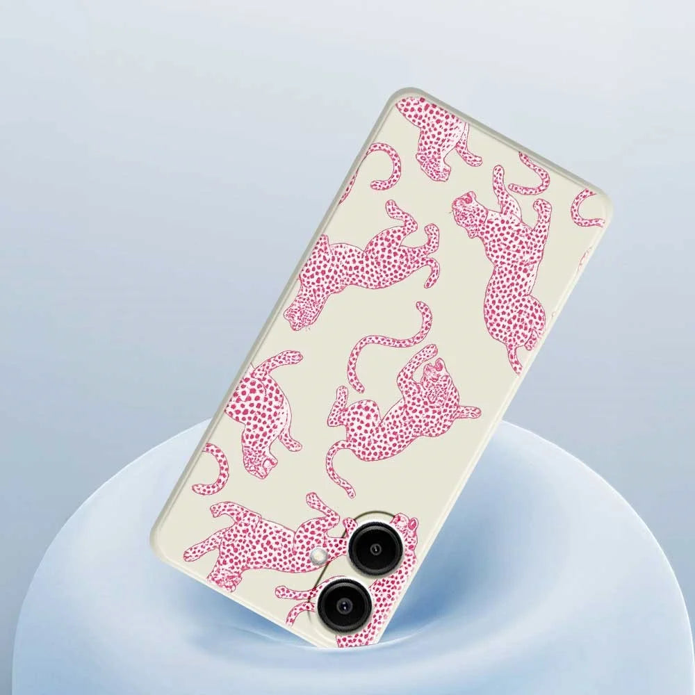 For Samsung Galaxy A08 5G / A08 4G / A07 5G / A07 4G Case Leopards Pattern Printing Straight Edge TPU Phone Back Cover - Beige - 5