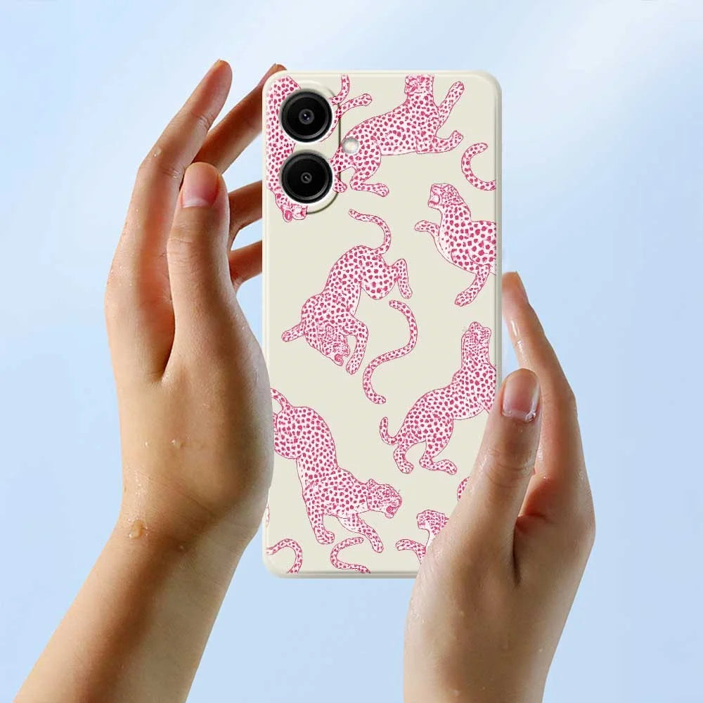 For Samsung Galaxy A08 5G / A08 4G / A07 5G / A07 4G Case Leopards Pattern Printing Straight Edge TPU Phone Back Cover - Beige - 6