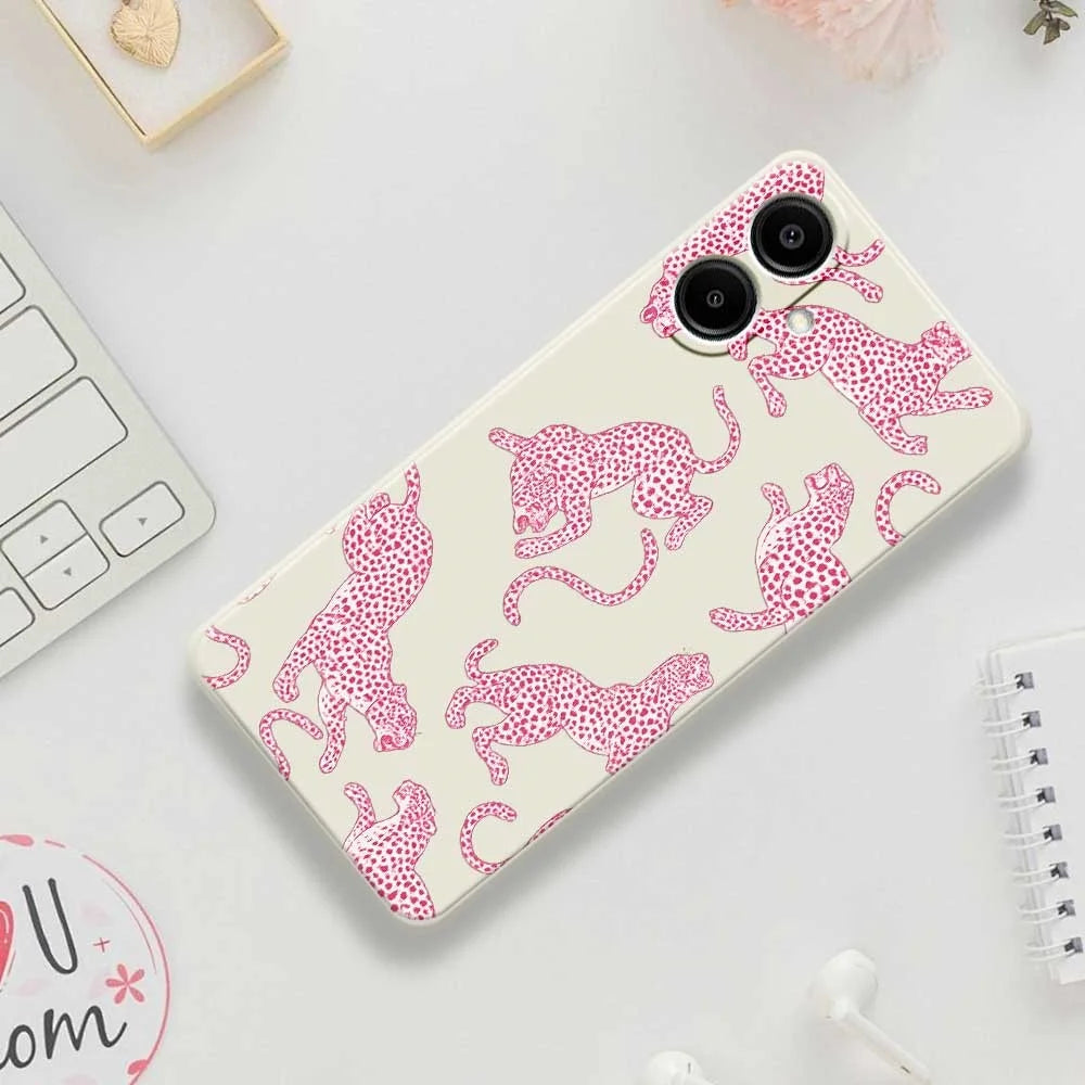 For Samsung Galaxy A08 5G / A08 4G / A07 5G / A07 4G Case Leopards Pattern Printing Straight Edge TPU Phone Back Cover - Beige - 7