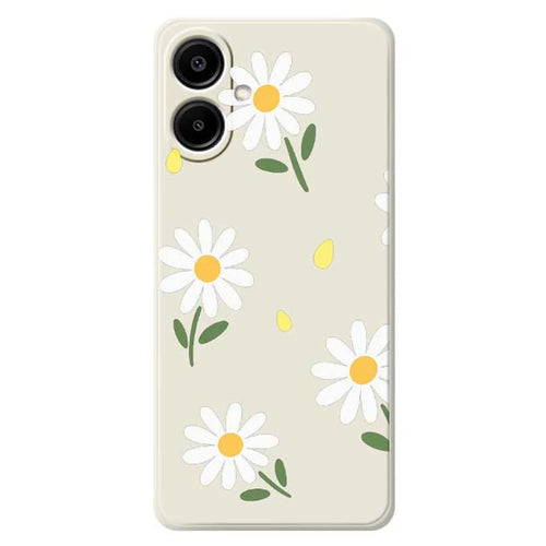 For Samsung Galaxy A08 5G / A08 4G / A07 5G / A07 4G Case Daisy Pattern Printing Straight Edge TPU Phone Back Cover - Beige - 1