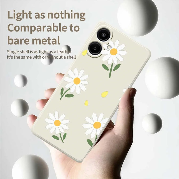 For Samsung Galaxy A08 5G / A08 4G / A07 5G / A07 4G Case Daisy Pattern Printing Straight Edge TPU Phone Back Cover - Beige - 4