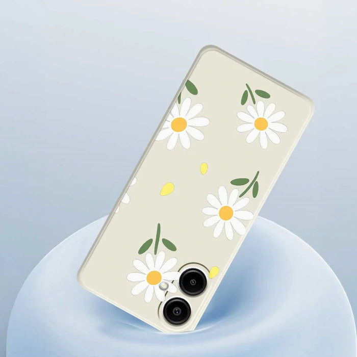 For Samsung Galaxy A08 5G / A08 4G / A07 5G / A07 4G Case Daisy Pattern Printing Straight Edge TPU Phone Back Cover - Beige - 5
