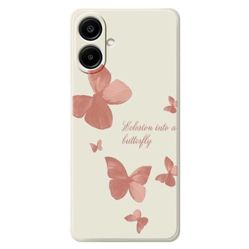 For Samsung Galaxy A08 5G / A08 4G / A07 5G / A07 4G Case Many Butterflies Pattern Printing Straight Edge TPU Phone Back Cover - Beige - 1