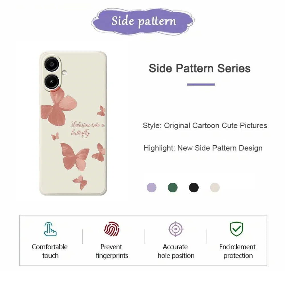 For Samsung Galaxy A08 5G / A08 4G / A07 5G / A07 4G Case Many Butterflies Pattern Printing Straight Edge TPU Phone Back Cover - Beige - 2