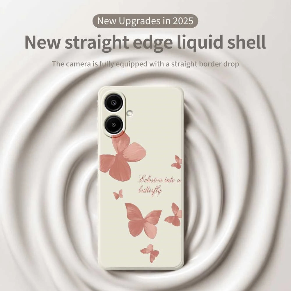 For Samsung Galaxy A08 5G / A08 4G / A07 5G / A07 4G Case Many Butterflies Pattern Printing Straight Edge TPU Phone Back Cover - Beige - 3