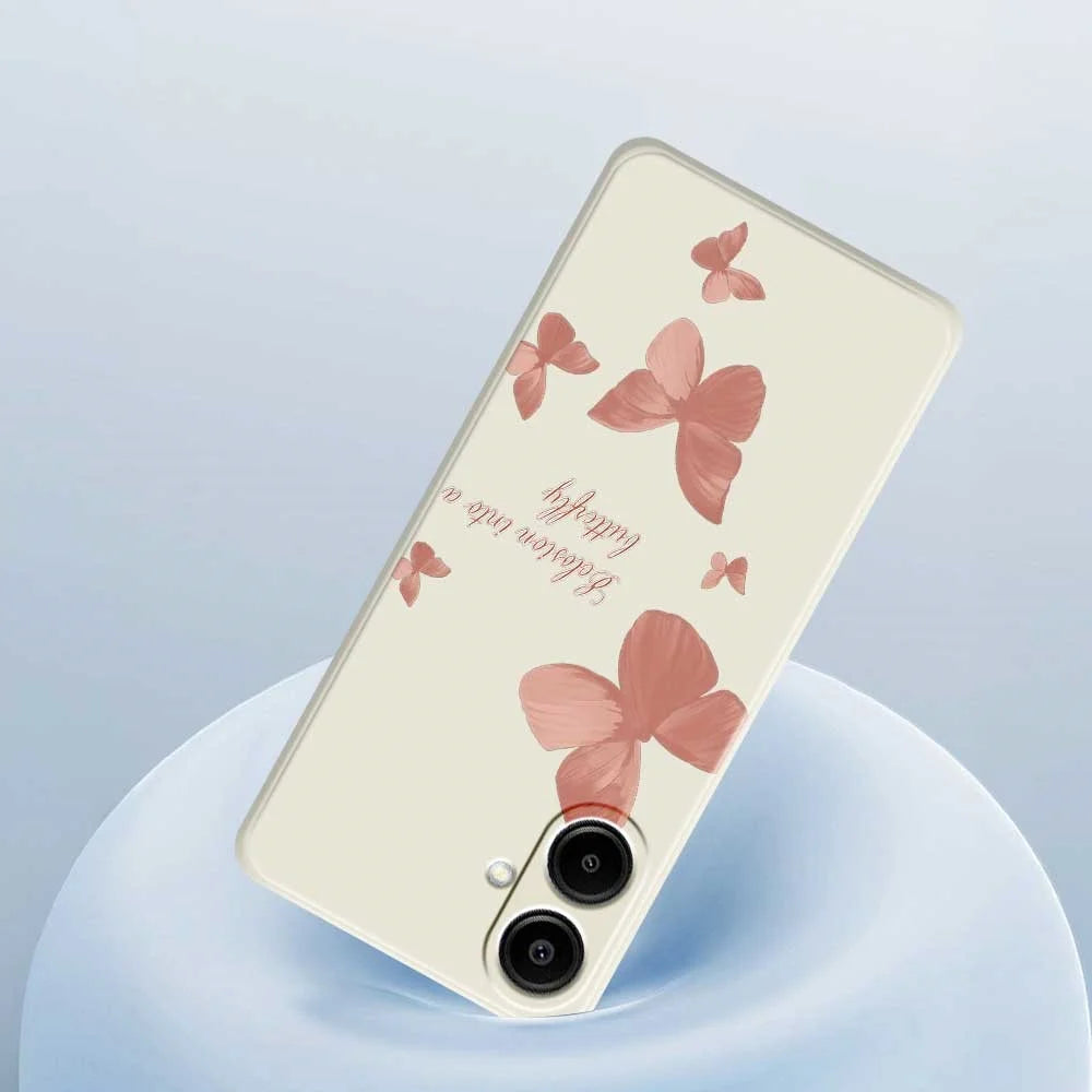 For Samsung Galaxy A08 5G / A08 4G / A07 5G / A07 4G Case Many Butterflies Pattern Printing Straight Edge TPU Phone Back Cover - Beige - 5