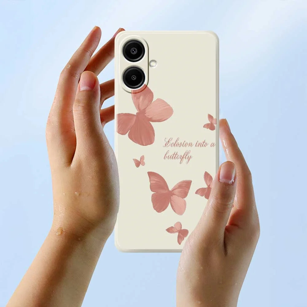 For Samsung Galaxy A08 5G / A08 4G / A07 5G / A07 4G Case Many Butterflies Pattern Printing Straight Edge TPU Phone Back Cover - Beige - 6