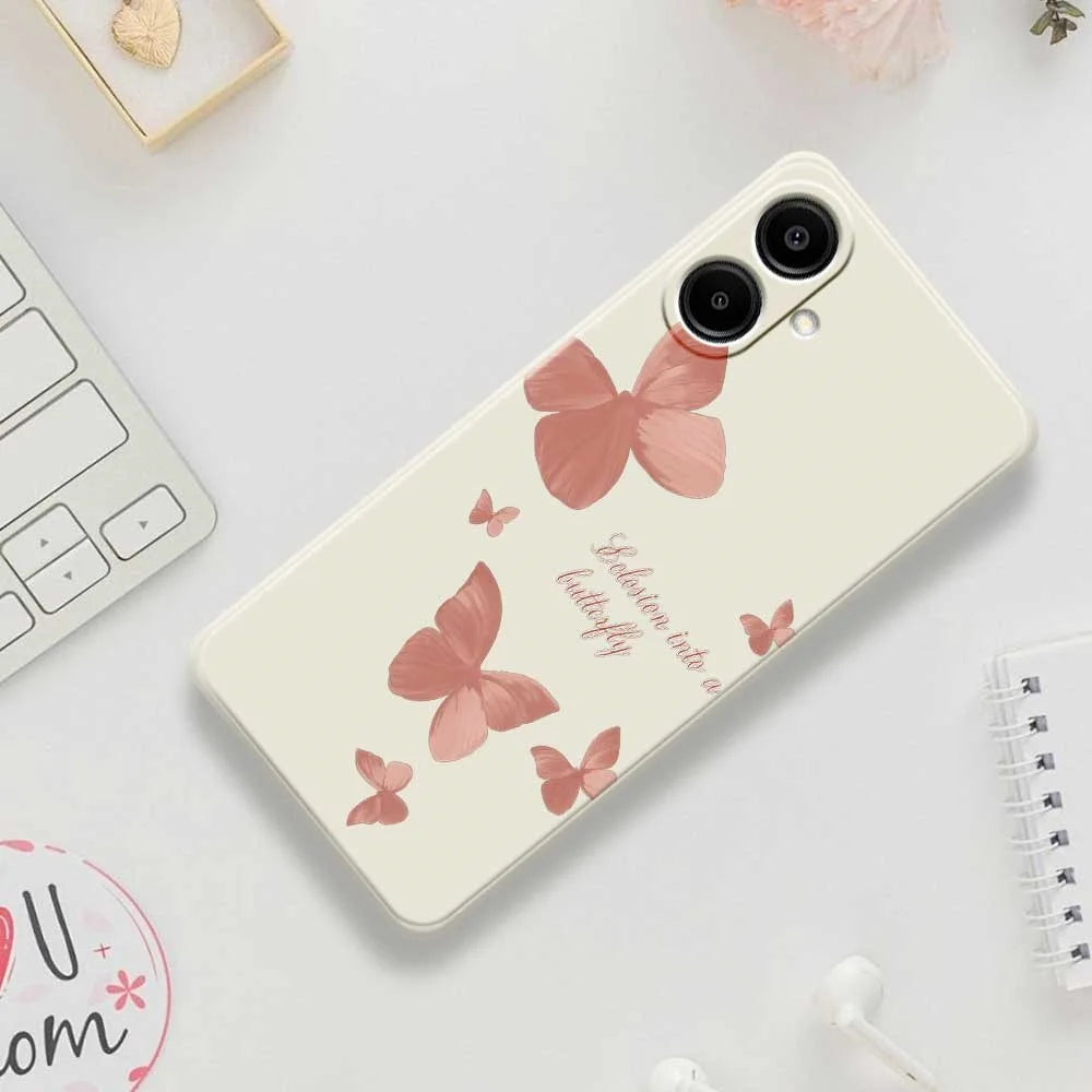 For Samsung Galaxy A08 5G / A08 4G / A07 5G / A07 4G Case Many Butterflies Pattern Printing Straight Edge TPU Phone Back Cover - Beige - 7