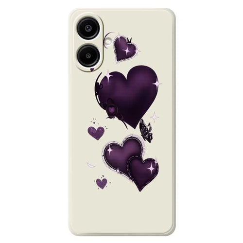 For Samsung Galaxy A08 5G / A08 4G / A07 5G / A07 4G Case Purple Love Pattern Printing Straight Edge TPU Phone Back Cover - Beige - 1