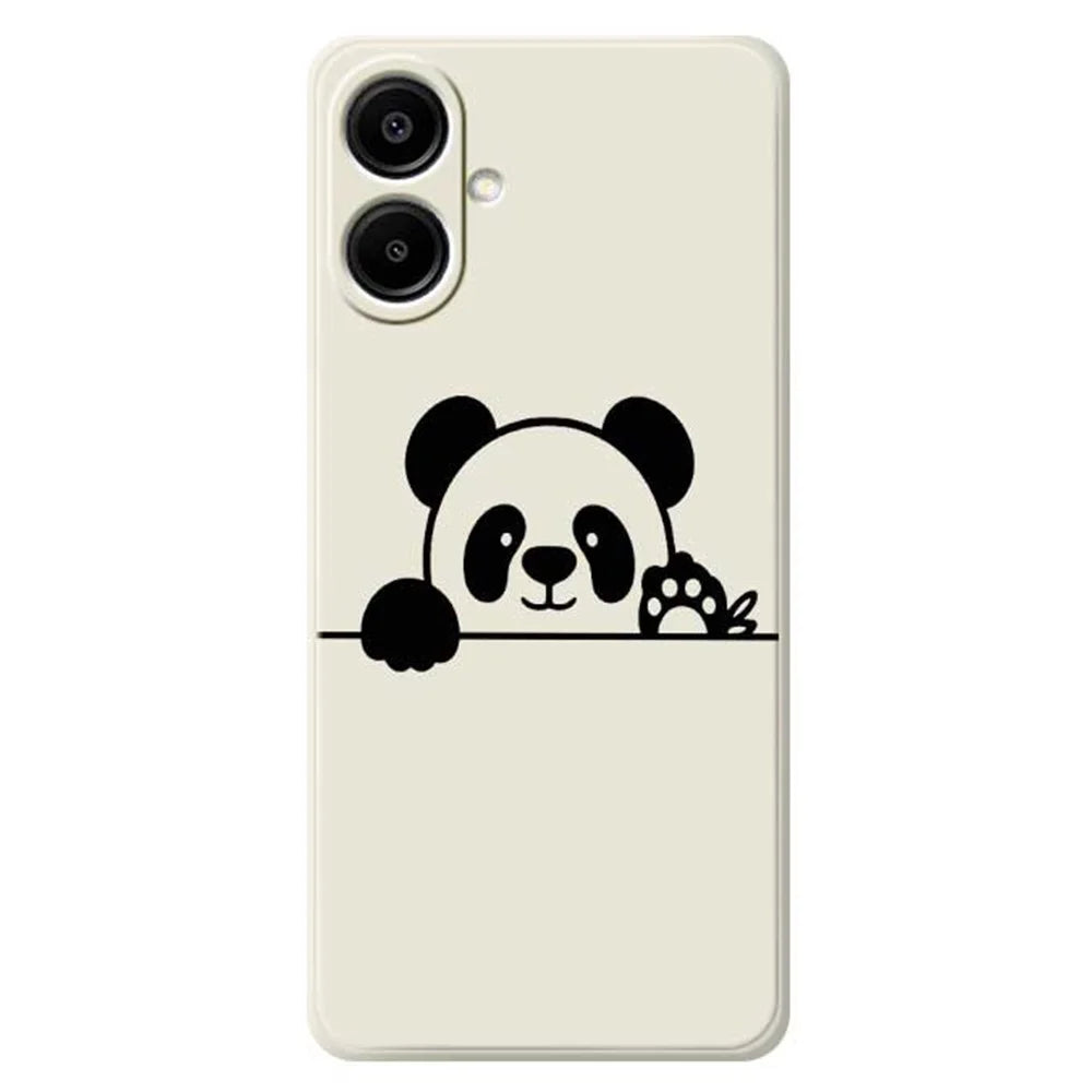 For Samsung Galaxy A08 5G / A08 4G / A07 5G / A07 4G Case Panda Head Pattern Printing Straight Edge TPU Phone Back Cover - Beige - 1