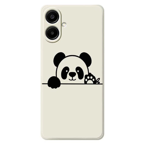 For Samsung Galaxy A08 5G / A08 4G / A07 5G / A07 4G Case Panda Head Pattern Printing Straight Edge TPU Phone Back Cover - Beige - 1
