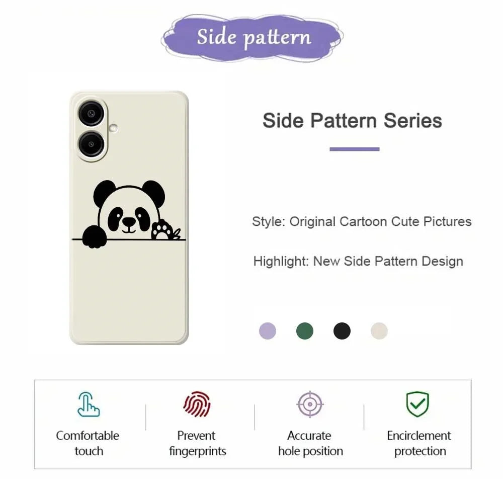 For Samsung Galaxy A08 5G / A08 4G / A07 5G / A07 4G Case Panda Head Pattern Printing Straight Edge TPU Phone Back Cover - Beige - 2