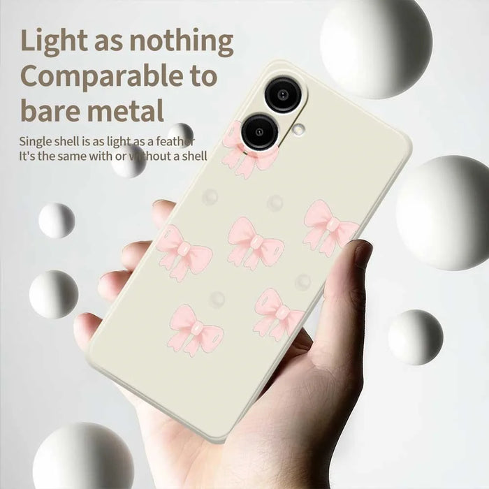 For Samsung Galaxy A08 5G / A08 4G / A07 5G / A07 4G Case Bows Pattern Printing Straight Edge TPU Phone Back Cover - Beige - 4