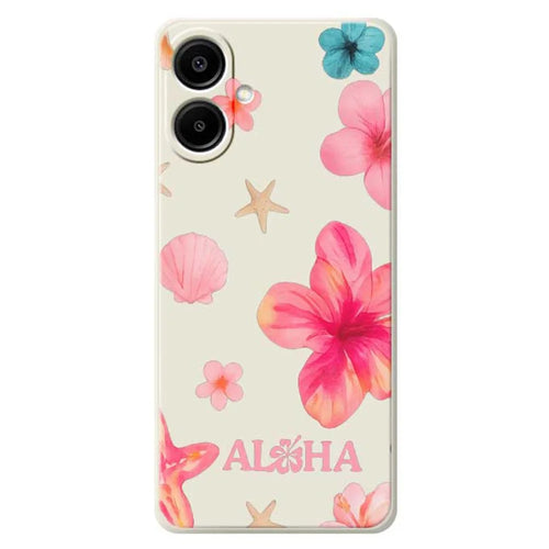 For Samsung Galaxy A08 5G / A08 4G / A07 5G / A07 4G Case Shell Flower Pattern Printing Straight Edge TPU Phone Back Cover - Beige - 1