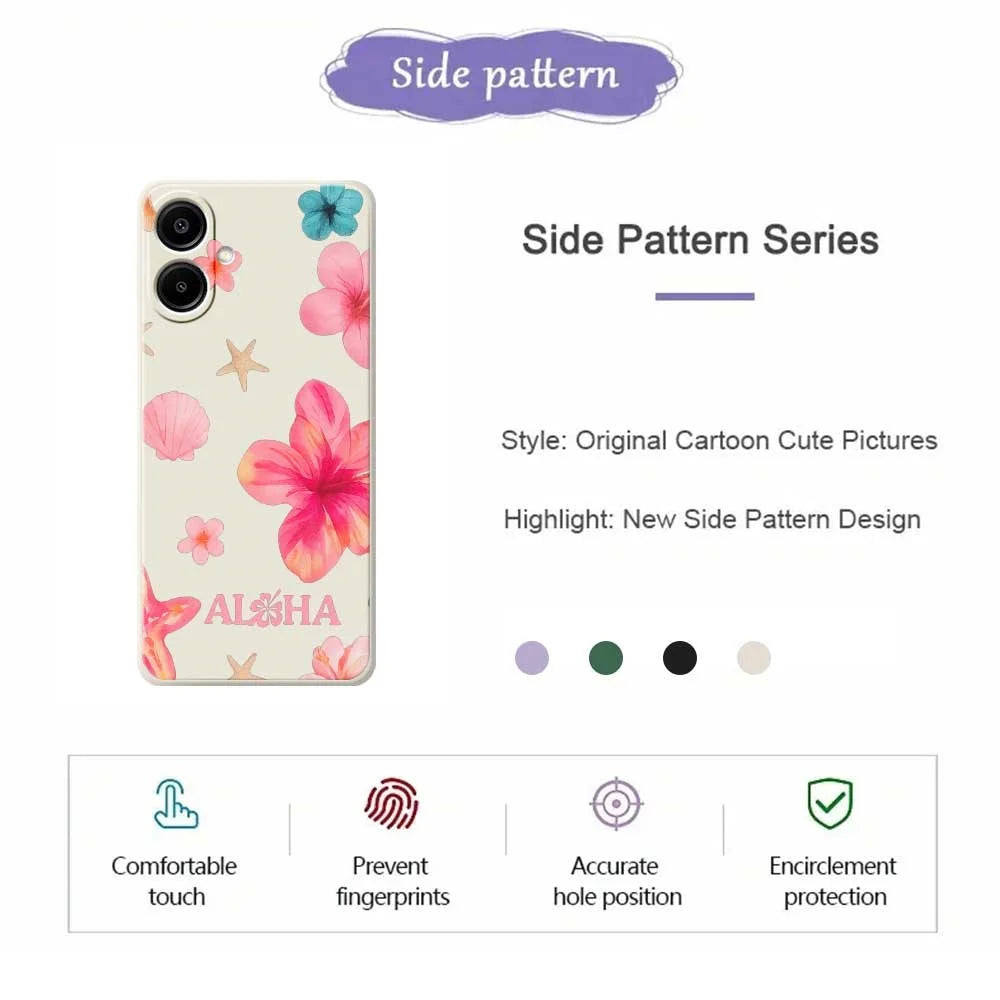 For Samsung Galaxy A08 5G / A08 4G / A07 5G / A07 4G Case Shell Flower Pattern Printing Straight Edge TPU Phone Back Cover - Beige - 2