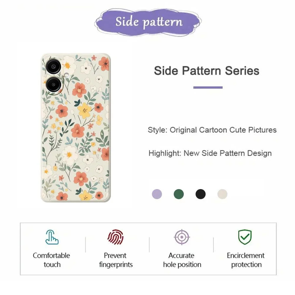 For Samsung Galaxy A08 5G / A08 4G / A07 5G / A07 4G Case Flower Garden Pattern Printing Straight Edge TPU Phone Back Cover - Beige - 2