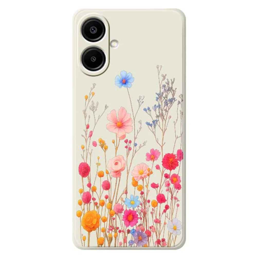 For Samsung Galaxy A08 5G / A08 4G / A07 5G / A07 4G Case Flower Branches Pattern Printing Straight Edge TPU Phone Back Cover - Beige - 1