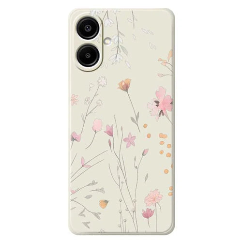 For Samsung Galaxy A08 5G / A08 4G / A07 5G / A07 4G Case Flower Pattern Printing Straight Edge TPU Phone Back Cover - Beige - 1